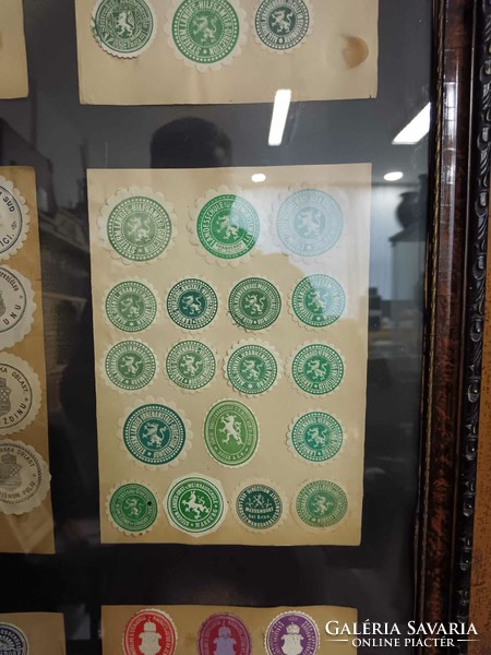 Levélzáró bélyegek, különböző országokból, 19. század végi, 20. század elejei gyűjtemény egy képben
