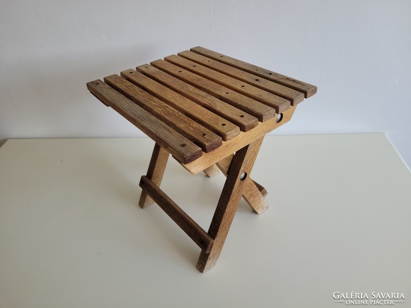 Old retro folding camping wooden small chair children's chair seat