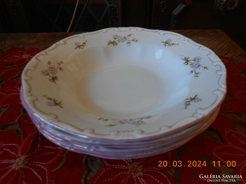 Zsolnay purple peach blossom, pink feathered deep plate