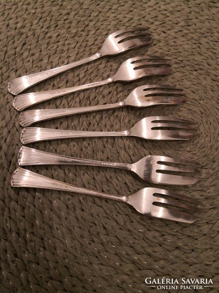6 + 6 art deco or mid-century, 12 super cake forks with cutting edge