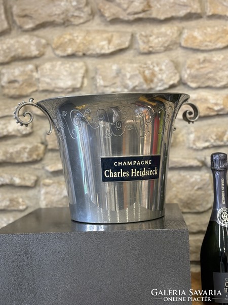 Charles Heidsieck Francia polírozott ónöntvény pezsgőhűtő az 1950-es évekből