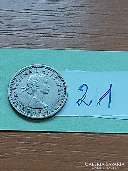 English England 6 pence 1964 ii. Erzsébet, copper-nickel, 21