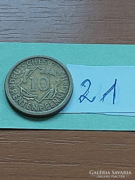 NÉMET BIRODALOM 10 PFENNIG Rentenpfennig 1924 E, "E" – Muldenhütten, Alumínium-bronz 21