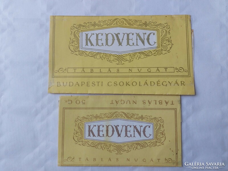Retro csokipapír Kedvenc Táblás Nugát Budapesti Csokoládégyár 2 db