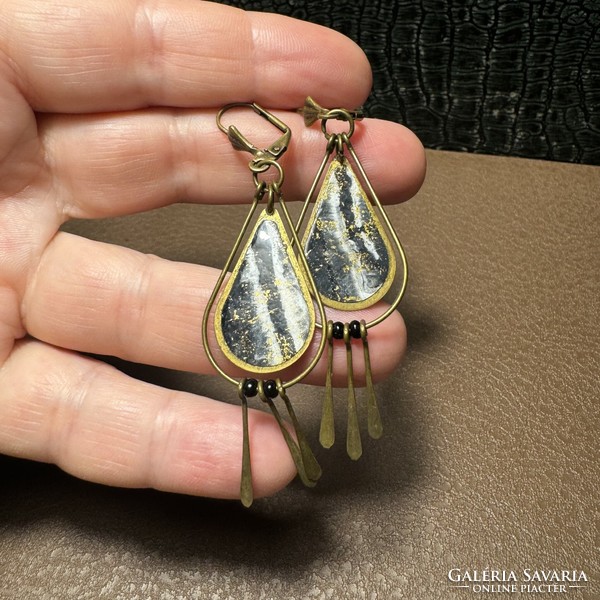 Old special hippie dangle vintage earrings, copper earrings, the jewelry is from the 1970s