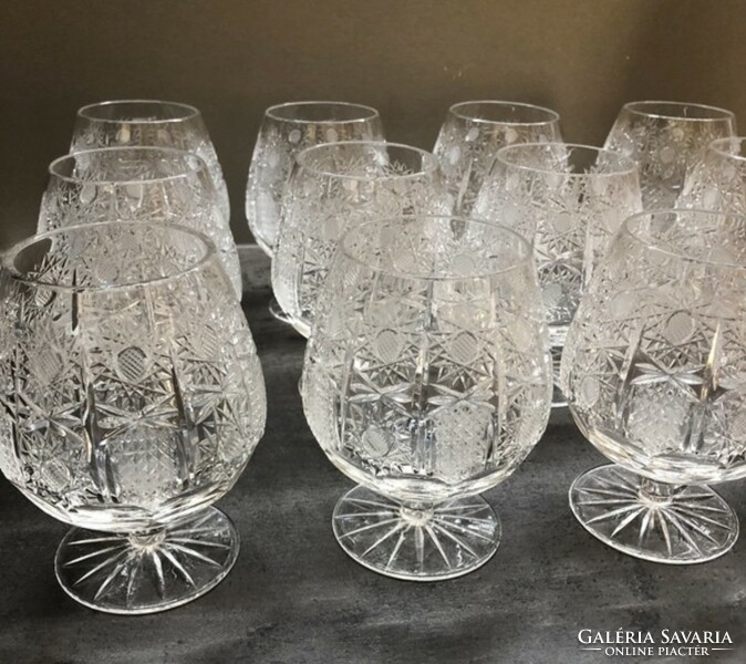 12 cognac crystal glasses