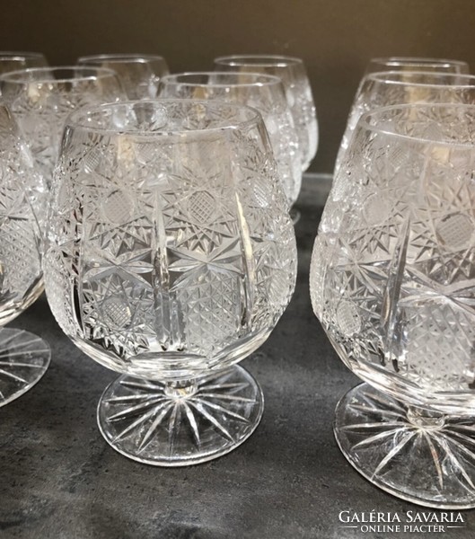 12 cognac crystal glasses