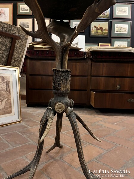 Table with deer antlers