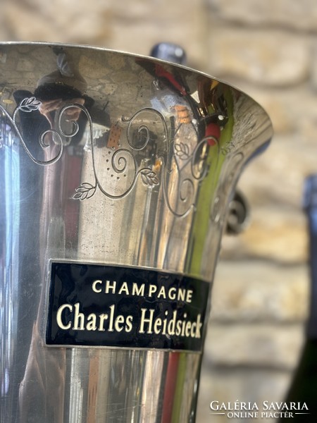 Charles Heidsieck Francia polírozott ónöntvény pezsgőhűtő az 1950-es évekből