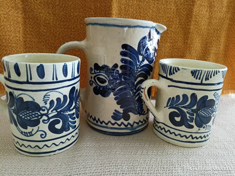 Korondi ceramic jug with mugs - work of Ferenc Sófalvi HUF 5,800
