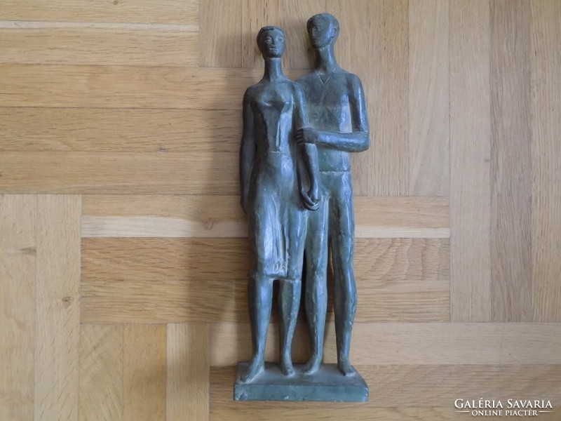 Márta Lesenyei (1930-) ceramic statue of married couple confident together !!