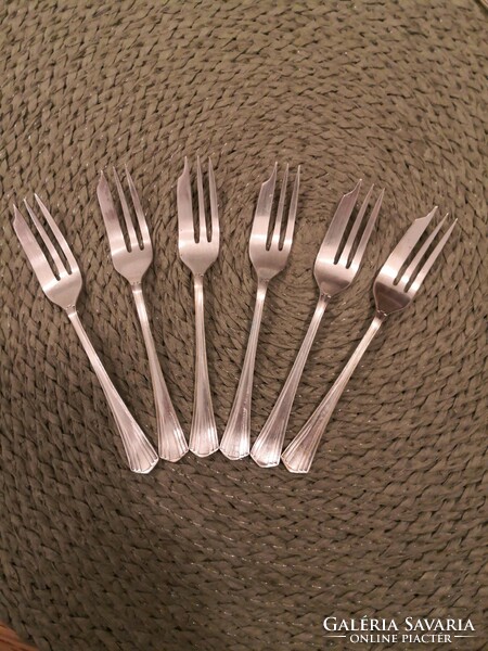 6 + 6 art deco or mid-century, 12 super cake forks with cutting edge