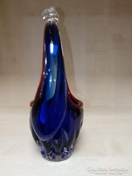 Cobalt blue Romanian glass basket