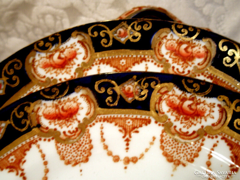 Antique English Cartilage. Cake set with Imari pattern - cake plate + 10 plates - art&decoration