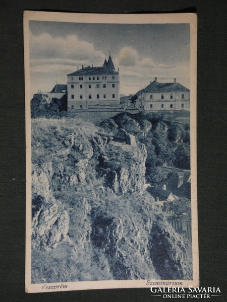 Képeslap, Postcard, Veszprém, Szeminárium látkép, 1944