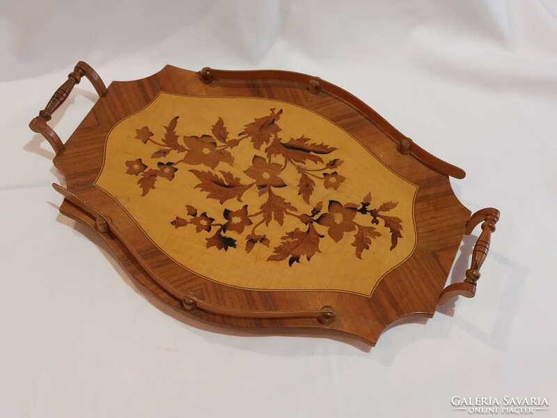 Inlaid wooden tray 45 cm long