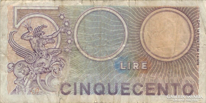 500 líra lire 1974.02.14.-1979.04.02. Olaszország 2.