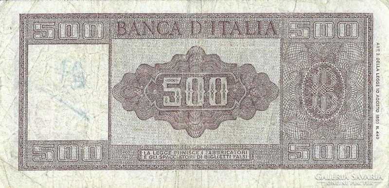 500 lira lire 1961 Carli és Ripa Olaszország 1.
