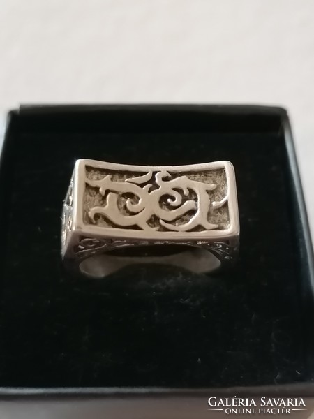 Showy silver men's signet ring