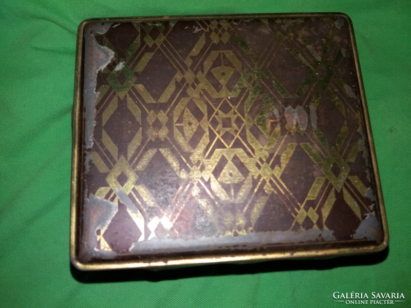 Antique eduscho coffee metal plate box 14 x 12 x 10 cm according to the pictures