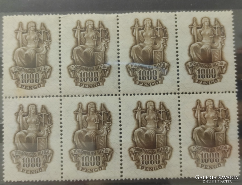 1945. 100 Pengő Illetélbélyeg 8 - as postatiszta tömb**