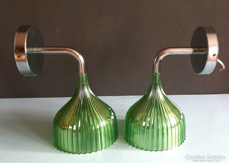 Pair of vintage acrylic chrome wall lamps negotiable art deco design