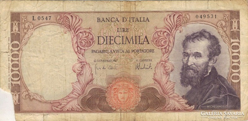 10000 Lira lire 1973 Signo Carli and Barbarito Italy 1.