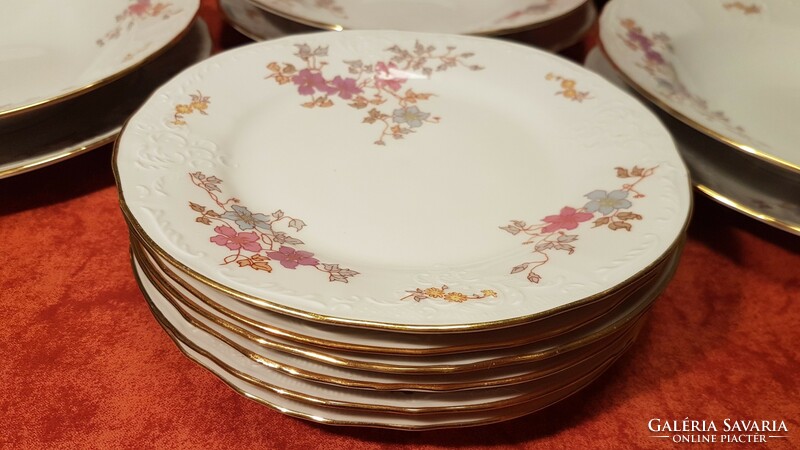 Bernadotte 18-piece richly gilded Czechoslovak plate set, old, fabulously beautiful