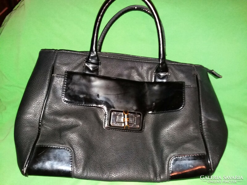 Elegant stramm leather black good condition used handbag women's bag 31 x 20 cm according to the pictures