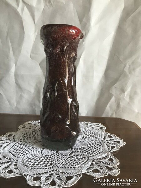 Burgundy heavy glass vase