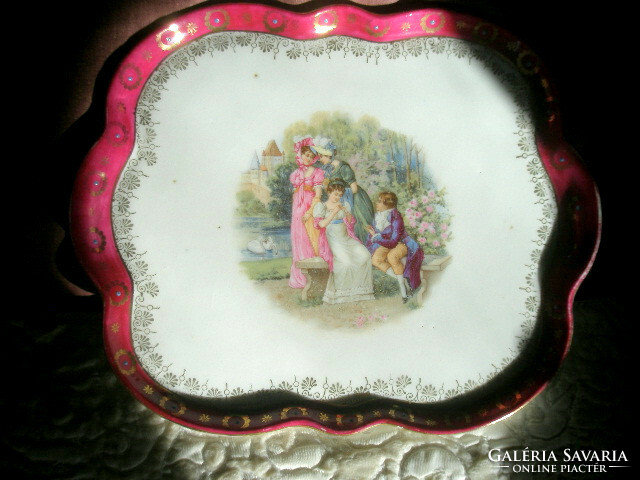 Charming antique porcelain serving tray - 30 x 24 -- art&decoration