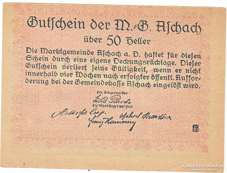 Austrian emergency money 50 heller 1920