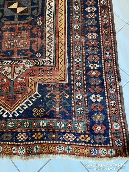 Antique Caucasian Kazakh carpet 255x146
