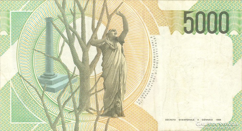 5000 Lira lire 1985 Italy 1.