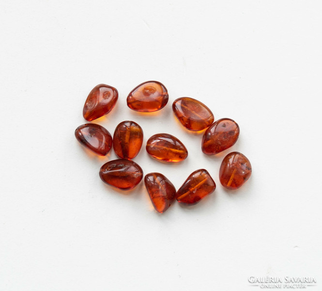 Old natural amber stones pierced in the middle - 11 pcs