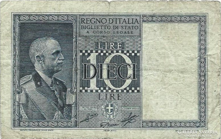 10 Lira lire 1939 Italy