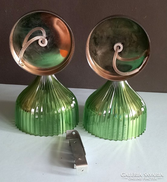 Pair of vintage acrylic chrome wall lamps negotiable art deco design