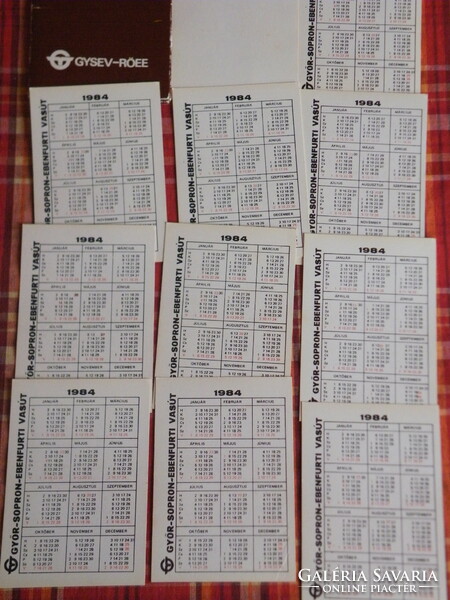Old 10 pcs+2 requiem for a railway calendar in rarity holder-gysev (Győr-Sopron-Ebenfurt railway)-1984-