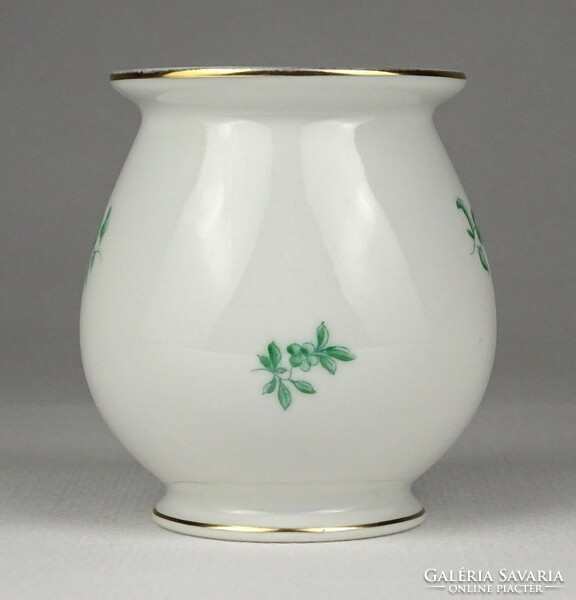 1L554 Régi zöld Eton mintás Herendi porcelán váza ibolyaváza 7 cm