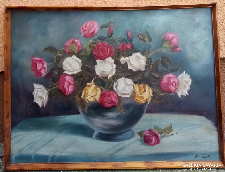 Good quality still life oil painting with signature.