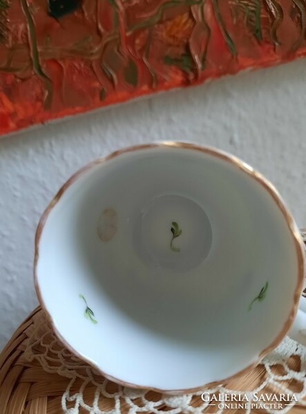 Herend porcelain coffee cup, decorated with a floral pattern, mid xx.Szd