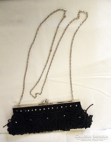 Black beaded casual bag