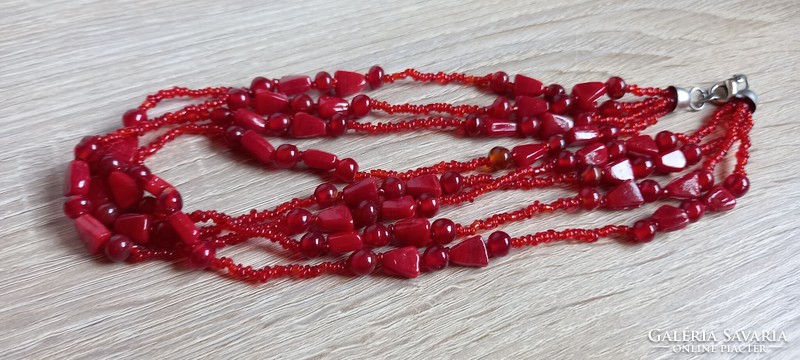 Old red string of beads
