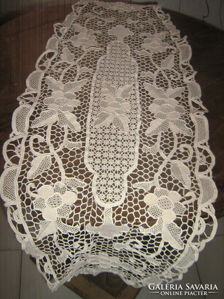 Beautiful sewn point lace special oval tablecloth