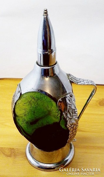 Musical liqueur bottle, with etched Murano glass insert, nickel-plated hardware, flawless