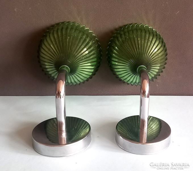 Pair of vintage acrylic chrome wall lamps negotiable art deco design