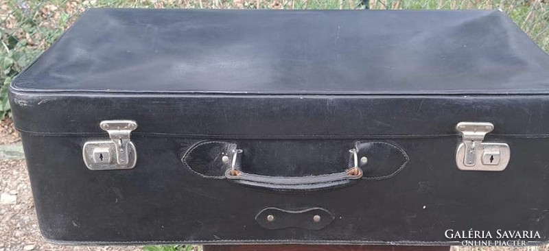 Antique large black suitcase