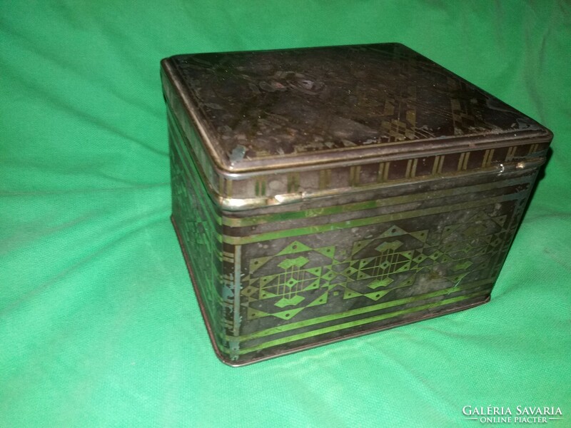 Antique eduscho coffee metal plate box 14 x 12 x 10 cm according to the pictures