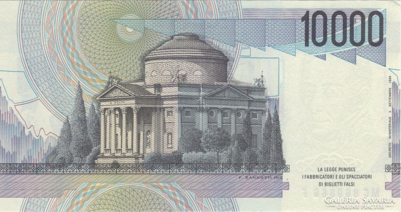 10000 líra lire 1984 signo Ciampi és Speziali Olaszország UNC . 1.