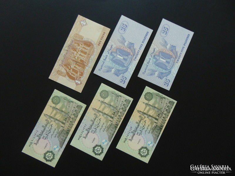 Egypt 6 banknotes piaster - pound lot ! Unfolded banknotes